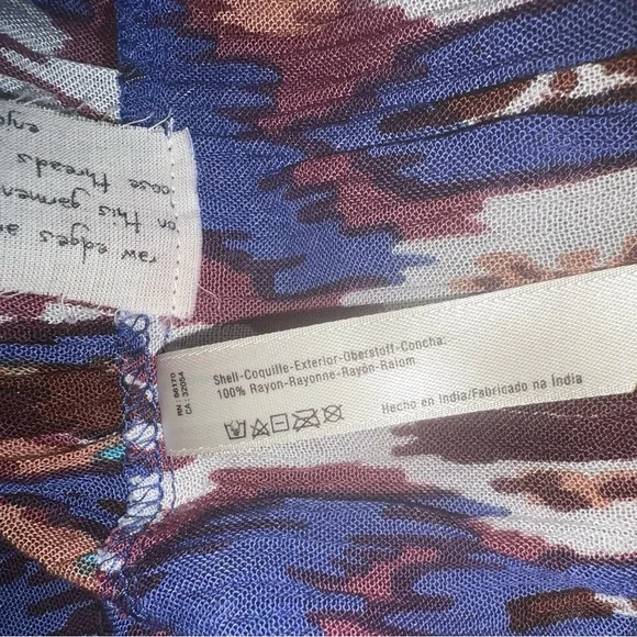 Free People One Monarch Multi Mini Dress SZ S Boho Hipster Vacay Flowy Flouncy - Picture 12 of 13